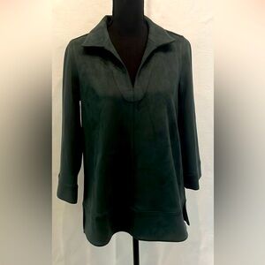 Tuckernut faux suede forest green tunic